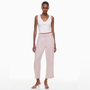 Aritzia Wilfred Sz 4 Effortless Pant Wide Leg Pleated Lilac Classic Linen